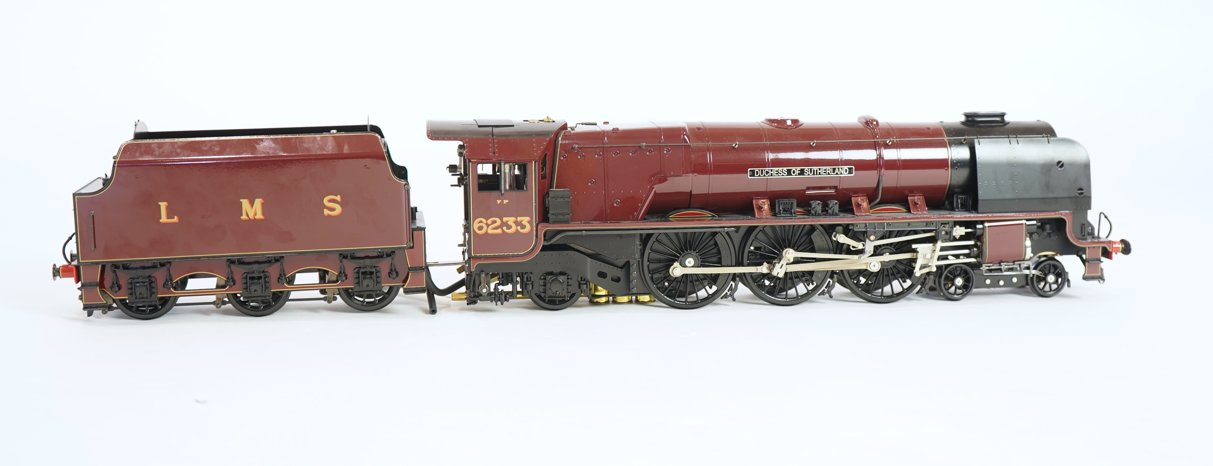 A Gauge One Aster Hobbies live steam LMS Coronation Class, 4-6-2 tender locomotive, Duchess of Sutherland 6233, the factory ‘Built Up’ version, spirit fired working four cylinder motion, with assembly instructions, opera
